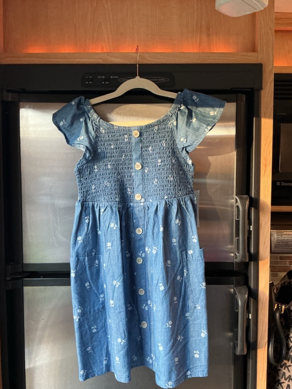 Cat & Jack Blue Floral Smocked Button-Front Dress
